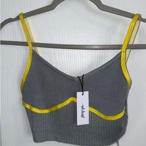 Nasty Gal Gray and Yellow Cropped Top